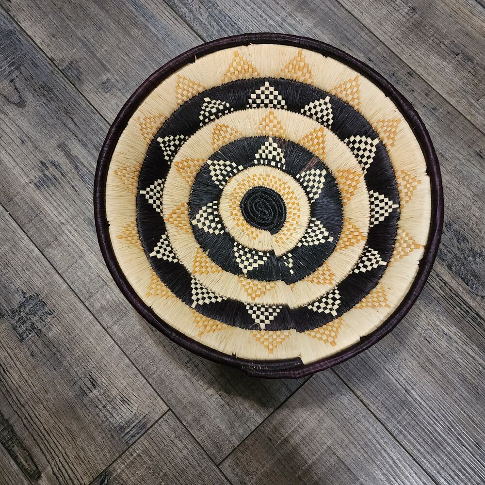 Decorative shallow woven basket beautiful design V